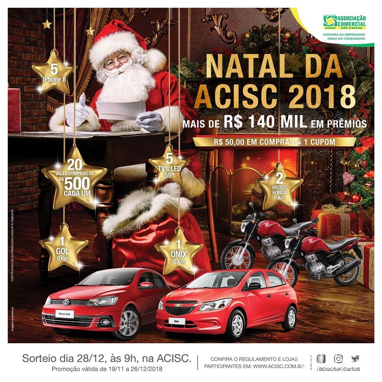 Acisc divulga lojas participantes da sua campanha de Natal 2018 - Crédito: Divulgação