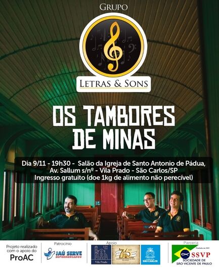 “Os tambores de Minas” integra comemoração dos 125 anos da Vila Prado -