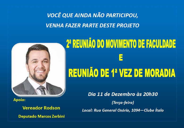 Rodson convida para a 2ª reunião do Movimento de Faculdade - Crédito: Divulgação