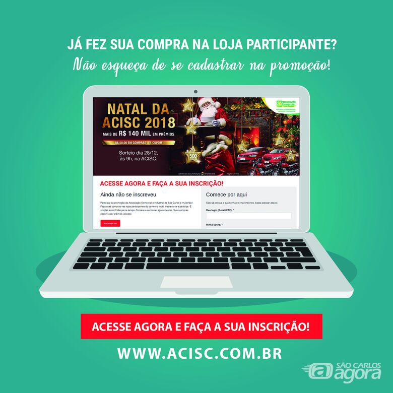 Acisc orienta consumidores para se inscrever na promoção de Natal - Crédito: Divulgação