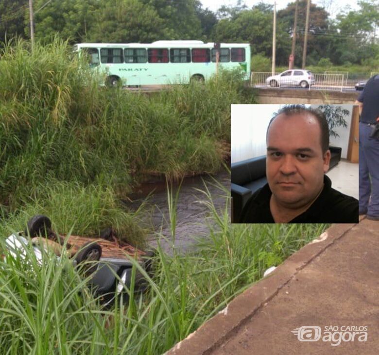 Homem morre após carro cair em córrego - Crédito: Araraquara 24 Horas