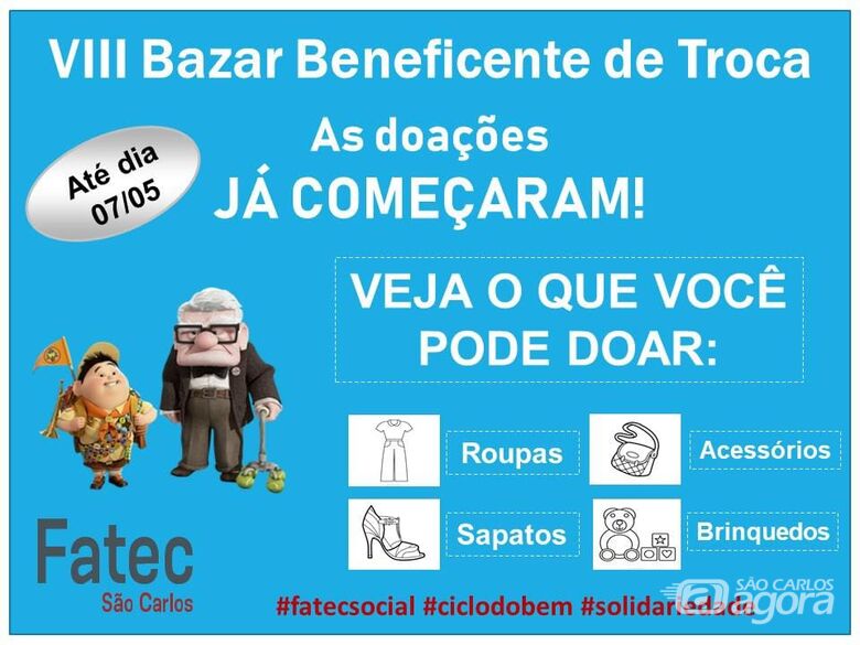 Fatec São Carlos realiza a oitava edição do Bazar Beneficente de Troca - Crédito: Divulgação