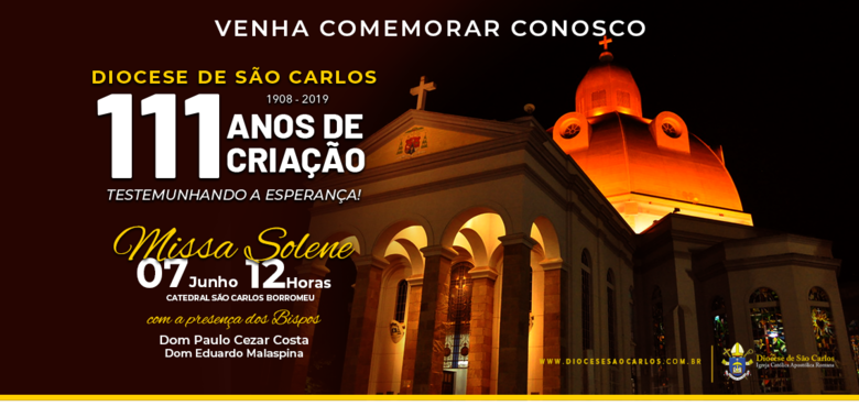 Santa Missa celebra 111 anos da Diocese de São Carlos - Crédito: Divulgação