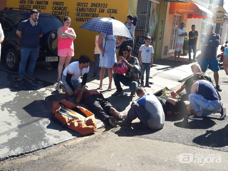 Motociclista provoca acidente e sofre fratura na tíbia - Crédito: Maycon Maximino