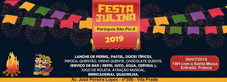 Paróquia São Pio X e grupo de jovens Brasa realizam festa julina neste sábado (6) -