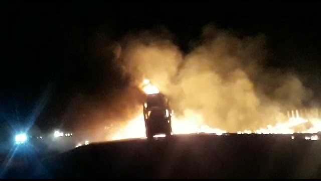 Motorista morre carbonizado após colisão traseira entre carretas na rodovia Anhanguera - Crédito: Araraquara 24 Horas