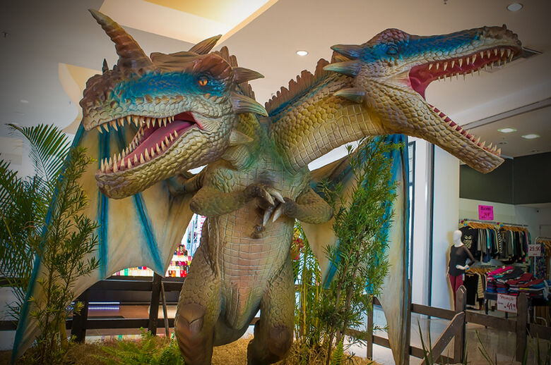 Dragões gigantes prometem impressionar em exposição em shopping - Crédito: Divulgação