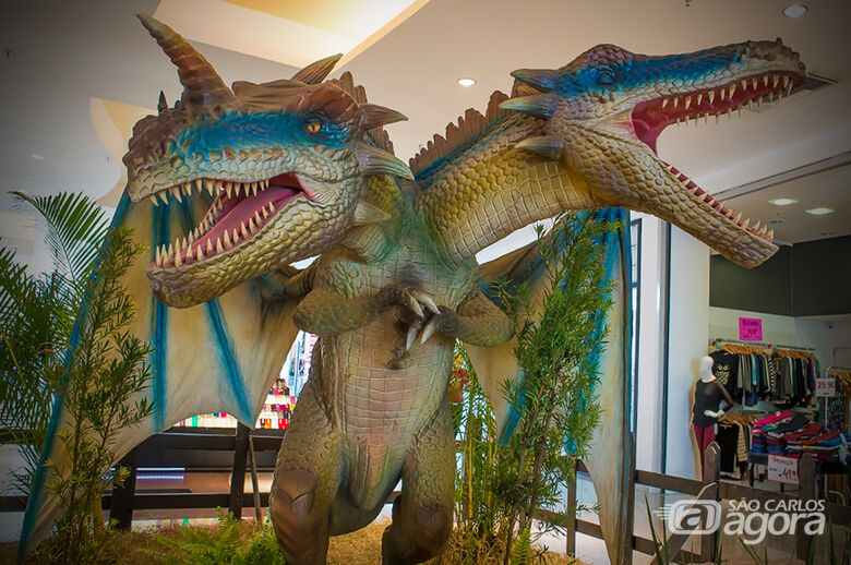 Dragões gigantes prometem impressionar em exposição em shopping - Crédito: Divulgação