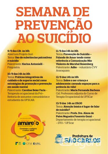 Semana de prevenção ao suicídio acontece de 9 a 13 de setembro - 