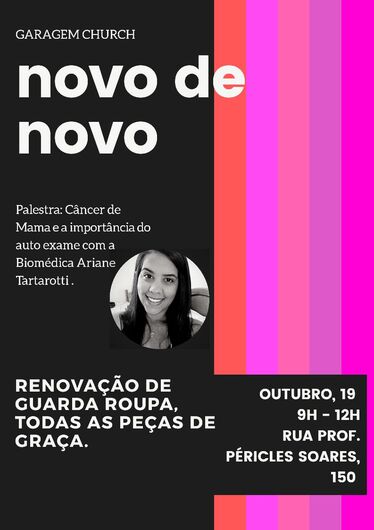 No Outubro Rosa, palestra irá abordar tema liga ao câncer de mama - Crédito: Divulgação