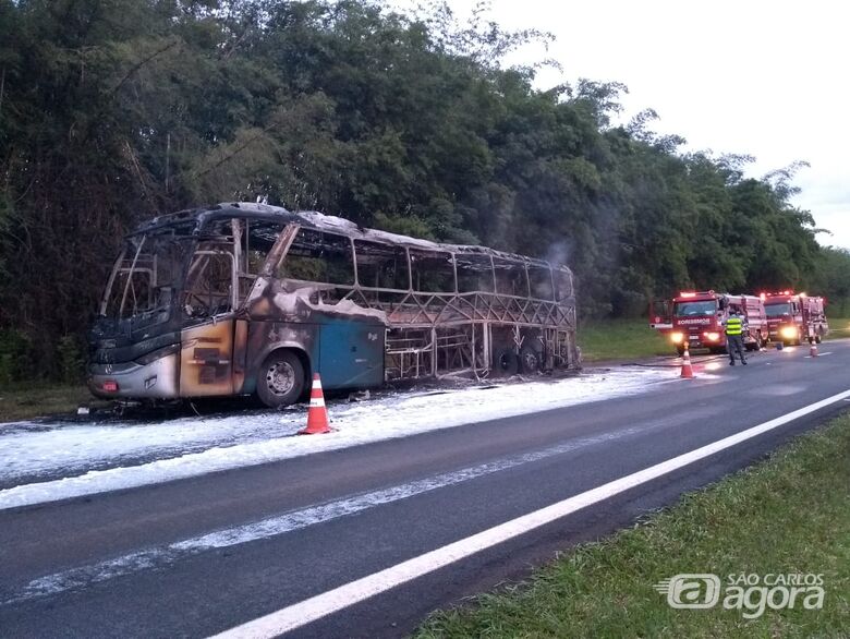 Ônibus da Cometa é destruído por incêndio na SP-330; veja vídeo - Crédito: Repórter Beto Ribeiro