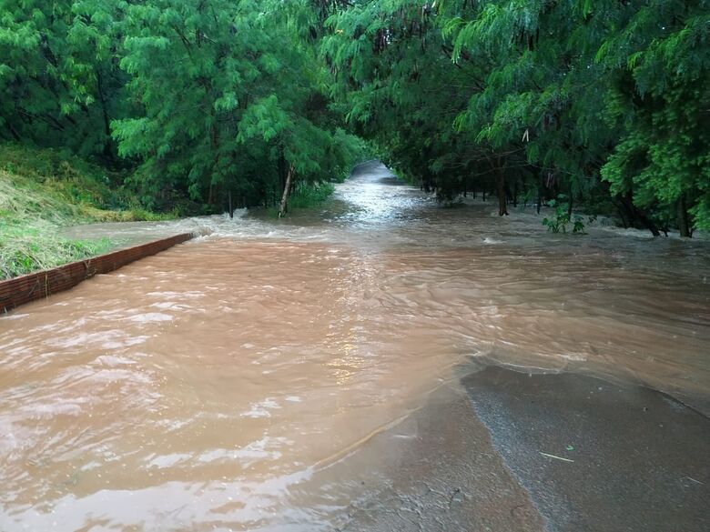 Enxurrada assusta moradores no Jardim Cardinalli - Crédito: Colaborador/Whatsapp SCA
