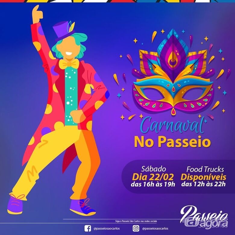 Passeio São Carlos terá várias atrações durante o Carnaval - Crédito: Passeio São Carlos
