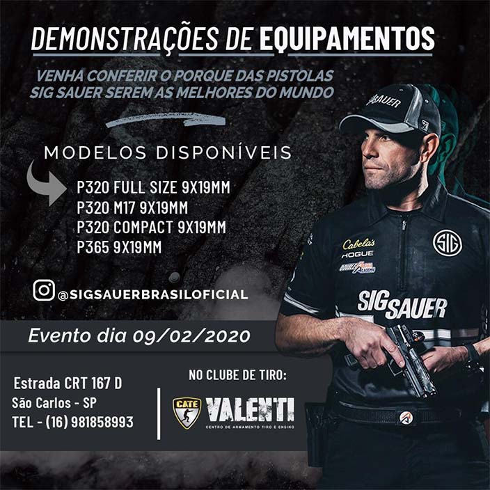 CATE Valenti realiza demonstrações de equipamentos da Sig Sauer - Crédito: Divulgação