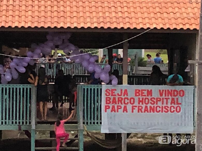 Comunidade ribeirinha faz festa para missão são-carlense no Barco Hospital Papa Francisco - Crédito: Divulgação