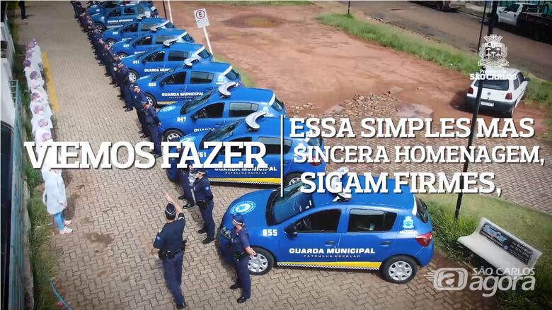 Guarda Municipal realiza homenagem aos profissionais da saúde de São Carlos - 