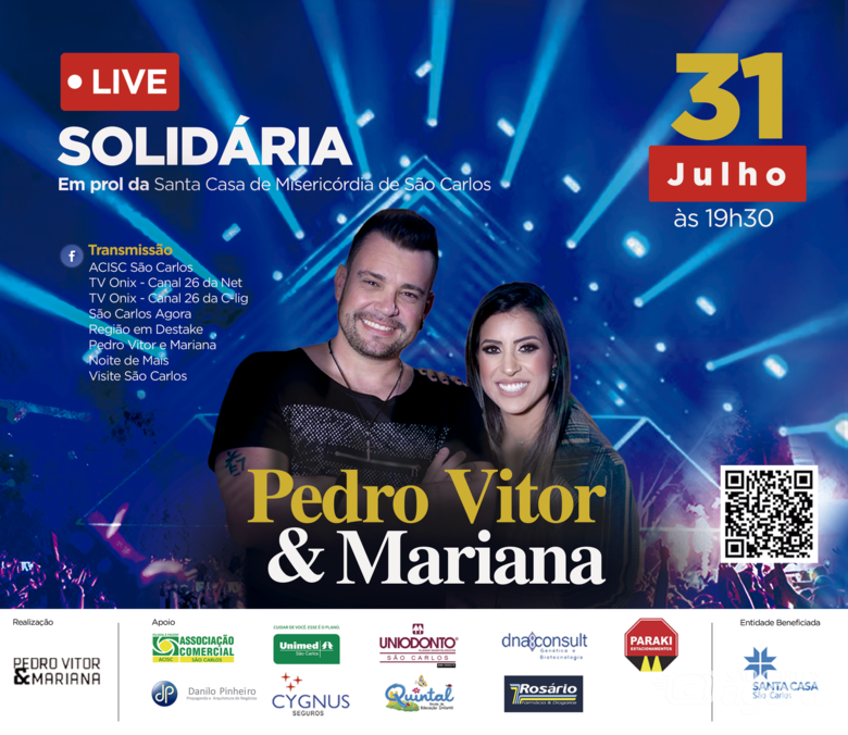 Nesta sexta tem Live Solidária em prol da Santa Casa de São Carlos - 