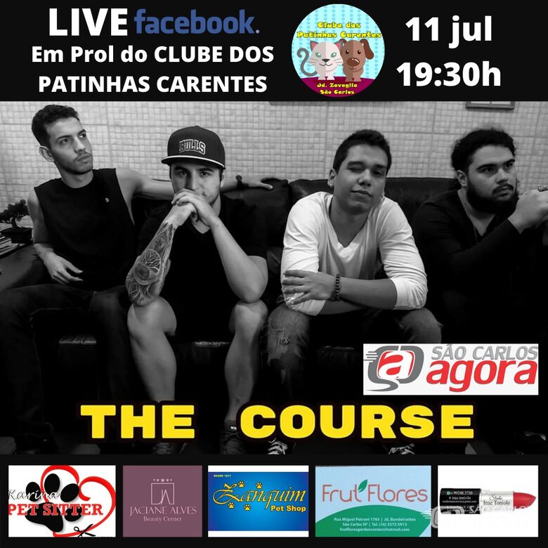 Live da banda The Course irá ajudar o Clube dos Patinhas Carentes - Crédito: Divulgação