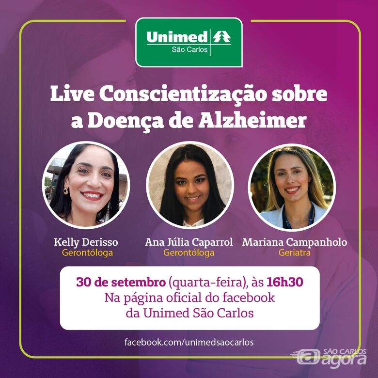 Unimed São Carlos realiza live de Conscientização sobre a Doença de Alzheimer - Crédito: Divulgação