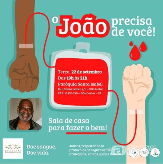 Campanha busca doadores de sangue para são-carlense que está internado em hospital de Jaú -