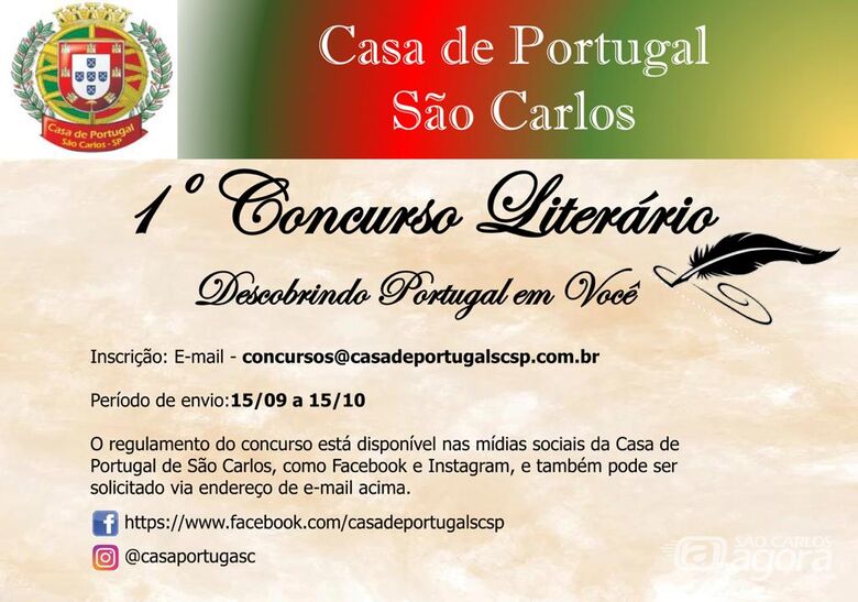 Casa de Portugal de São Carlos organiza “1º Concurso Literário” - Crédito: Divulgação