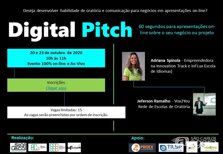 Starteca da UFSCar promove oficina sobre pitch no ambiente digital - Crédito: Divulgação