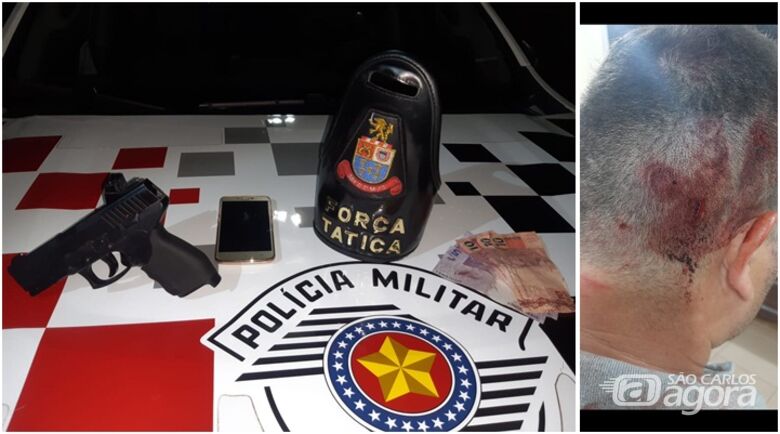 Simulacro de arma de fogo e dinheiro recuperado pela Força Tática - Crédito: Divulgação/PM