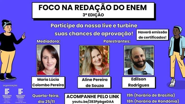 IFSP São Carlos faz live sobre redação no Enem - Crédito: Divulgação