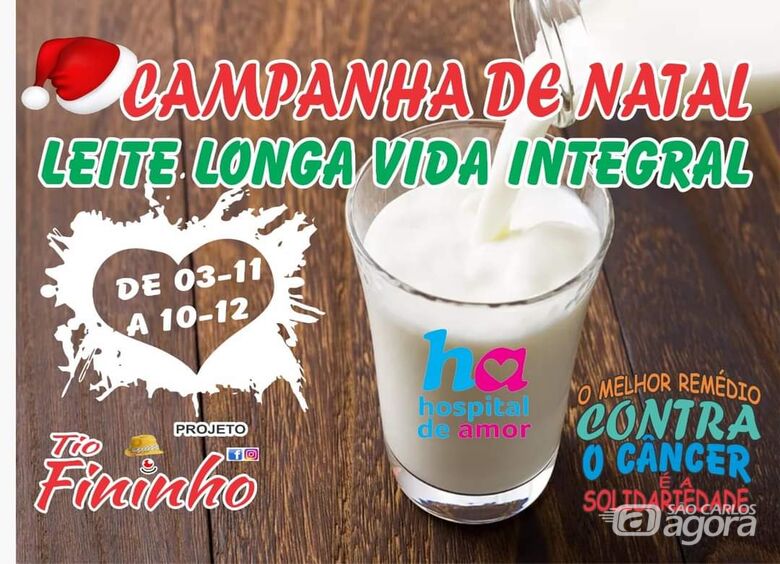 Campanha de Natal pretende arrecadar leite integral para o Hospital de Amor - Crédito: Divulgação