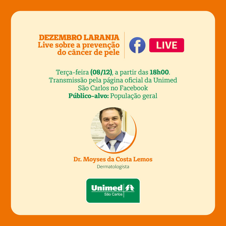 Unimed São Carlos realiza live sobre o Dezembro Laranja - Crédito: Divulgação