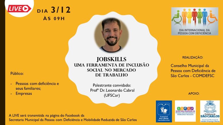COMDEFSC e Prefeitura realizam live no Dia Internacional da Pessoa com Deficiência - Crédito: Divulgação