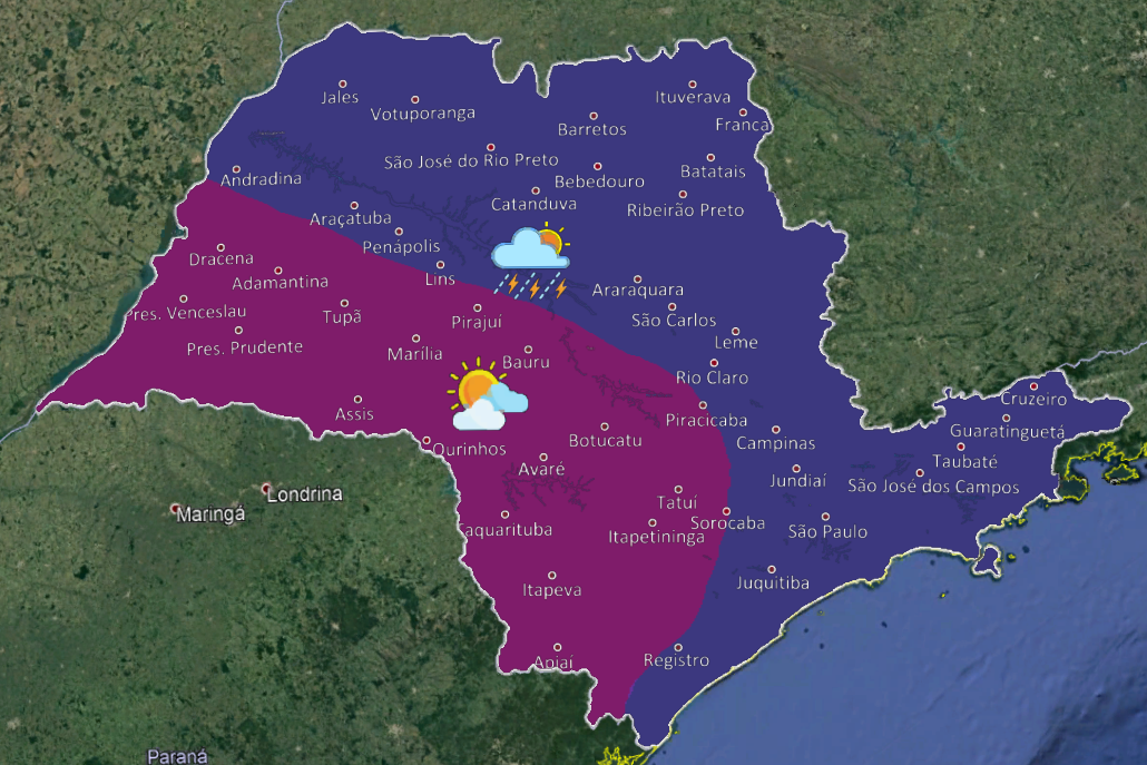 Frente fria chega neste sábado ao estado de SP, podendo trazer chuva